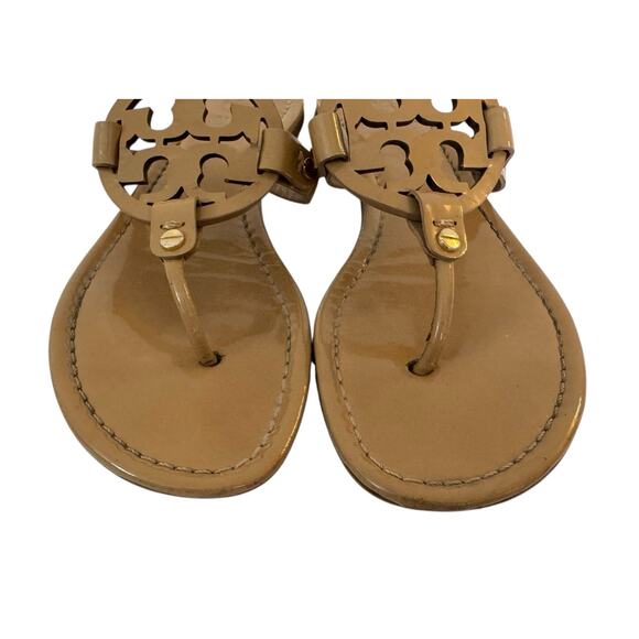 TORY BURCH Miller Signature Logo Thong Sandal Light Sand Slip Ons Women’s Size 8 - Picture 6 of 10